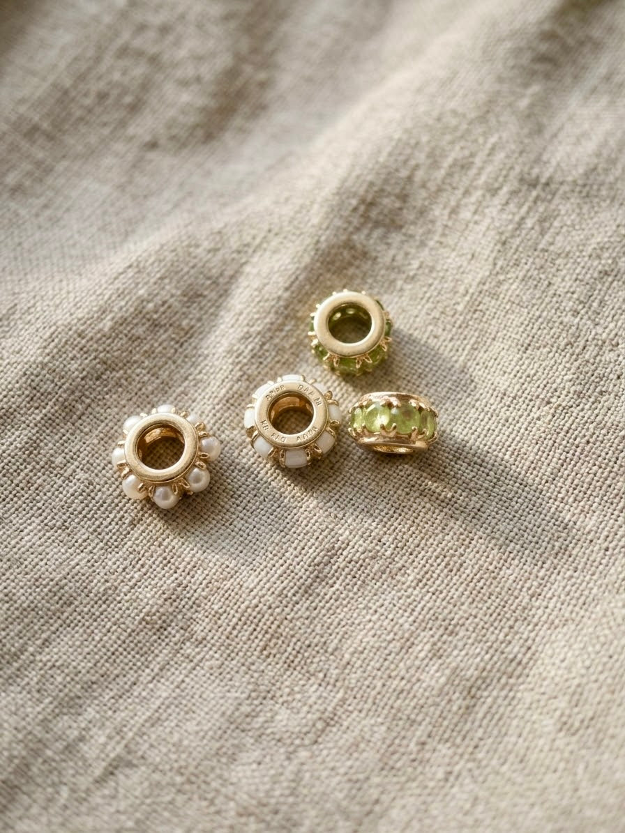 14K Emerald Rondelle Charm