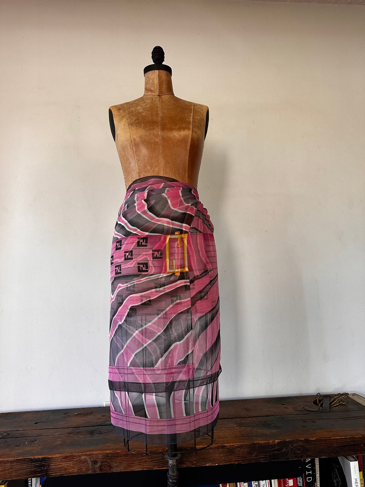 Fendi Pink Silk printed scarf