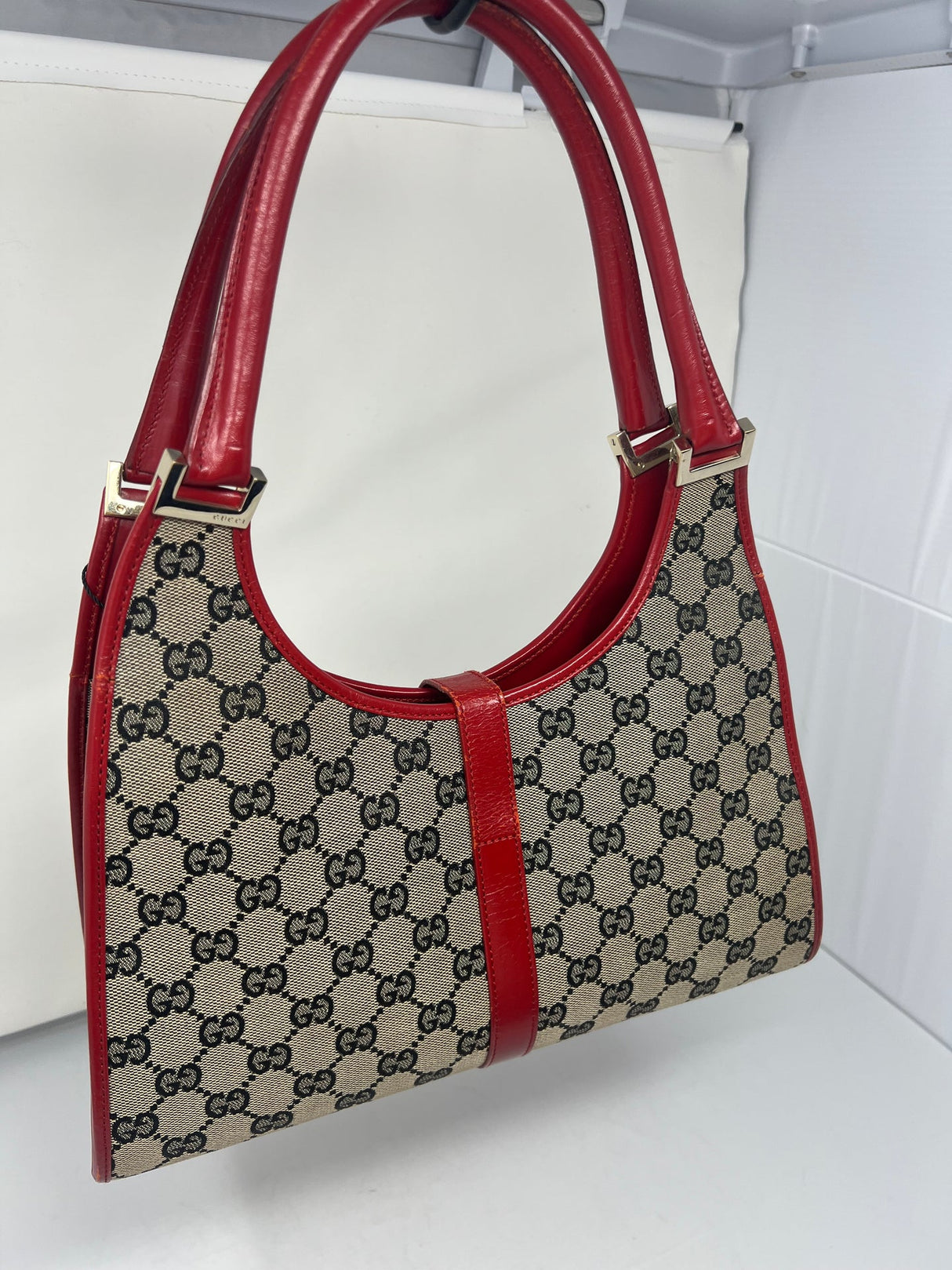 Gucci Jackie Small Red GG Canvas Shoulder Bag