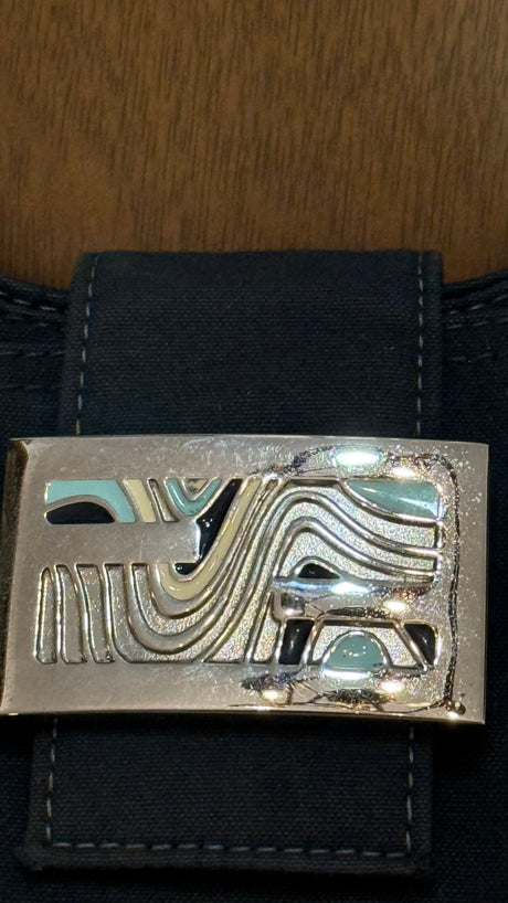 Fendi Navy Wave Buckle Hobo Bag