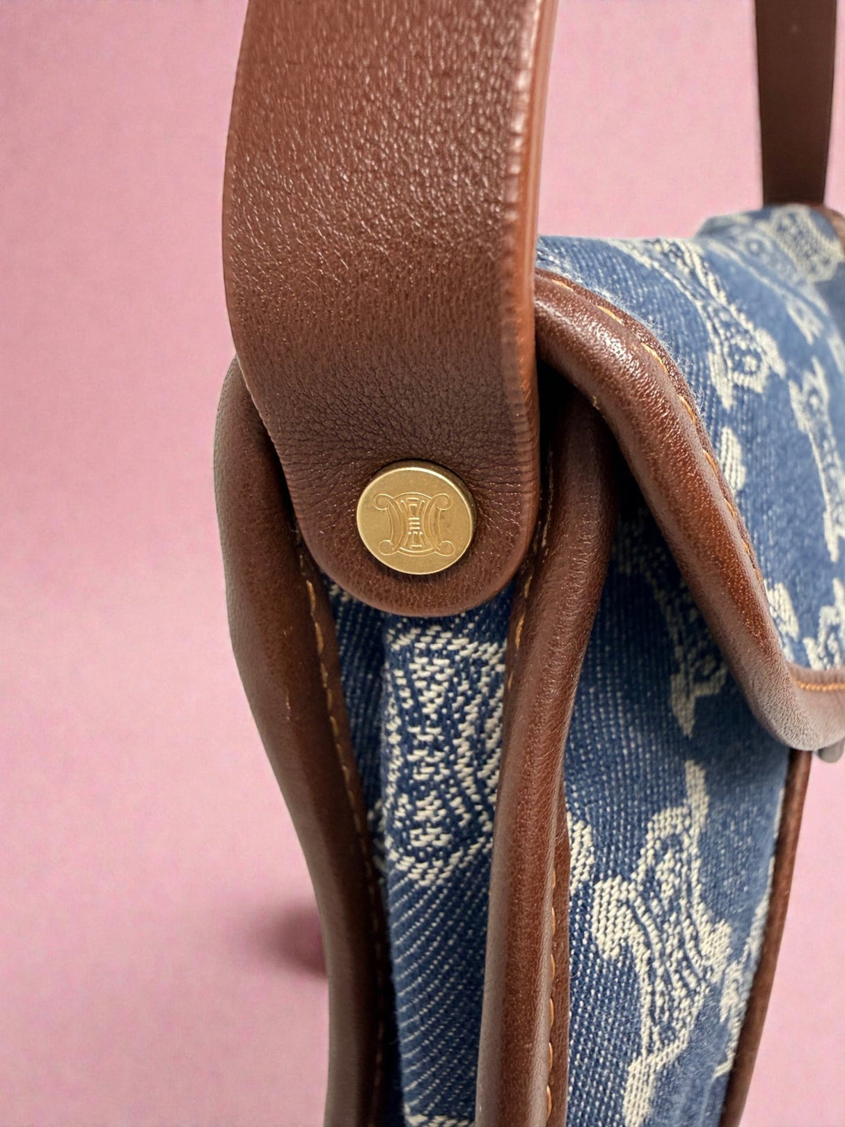 Celine Poulbot Blue Paris Macadam Canvas Shoulder Bag