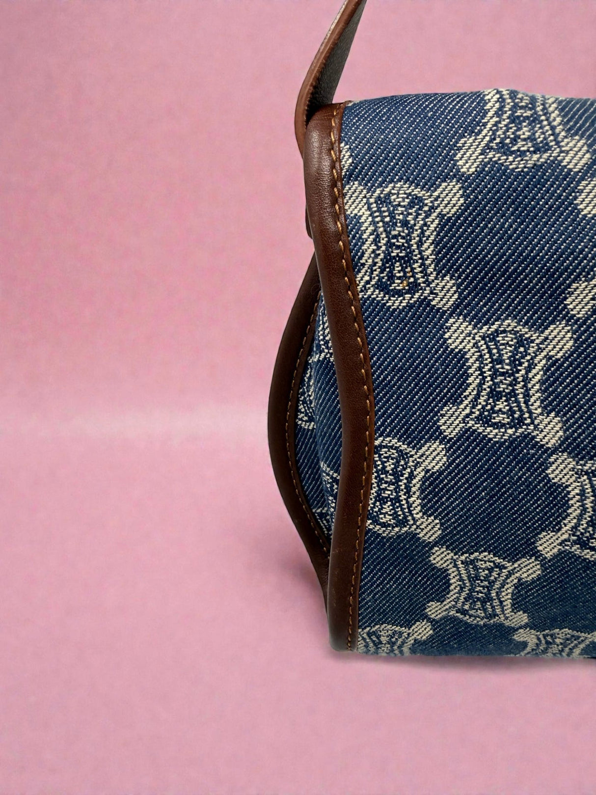 Celine Poulbot Blue Paris Macadam Canvas Shoulder Bag