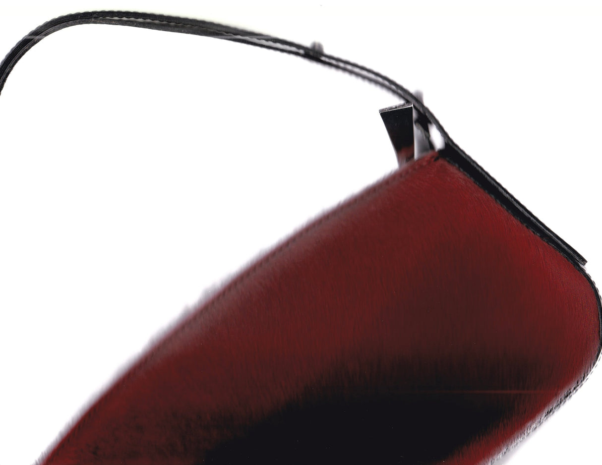 Red Pony Hair and Black Leather Shoulder Bag