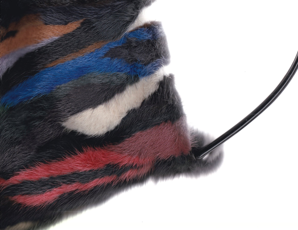 Multicolor Rabbit Fur Bag with Acrylic Handle