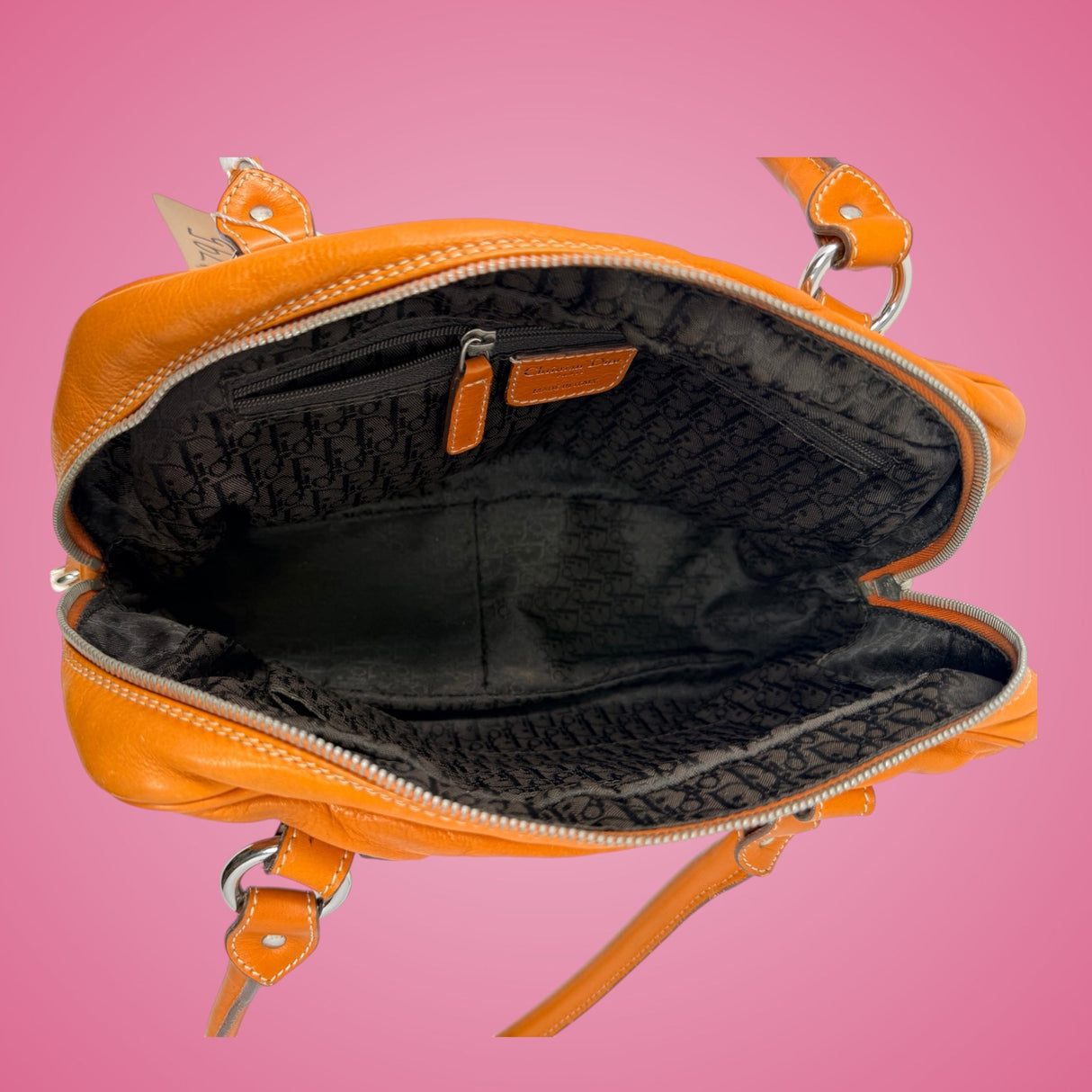 Christian Dior Orange Leather Top Handle Bag