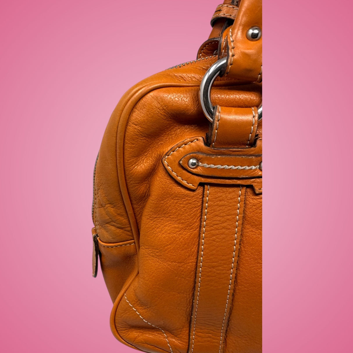 Christian Dior Orange Leather Top Handle Bag