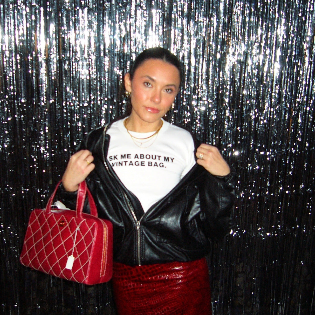"Ask me about my vintage bag" Baby Tee