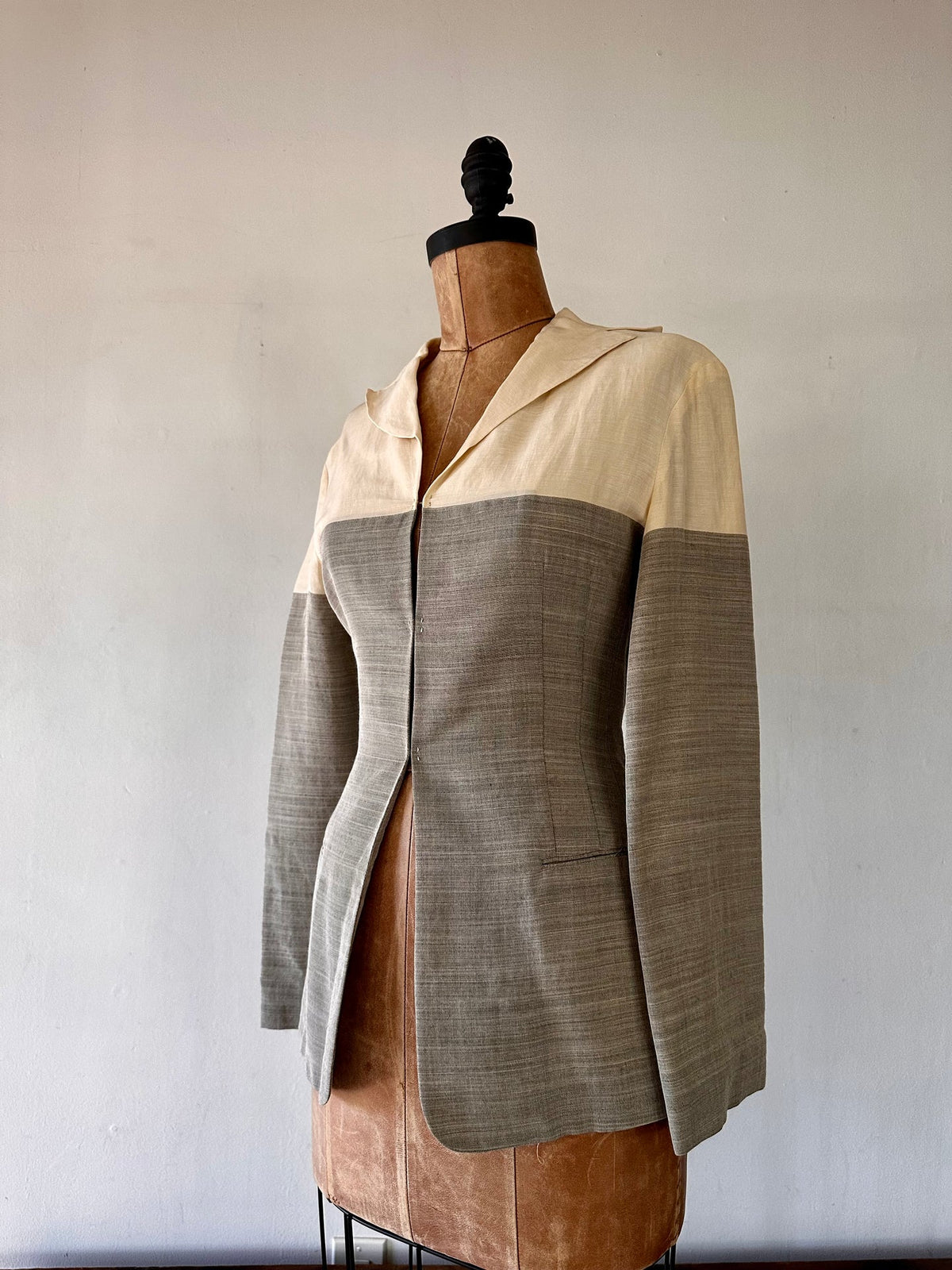 2017 Narisco Rodriguez Color Block Silk Linen Blazer
