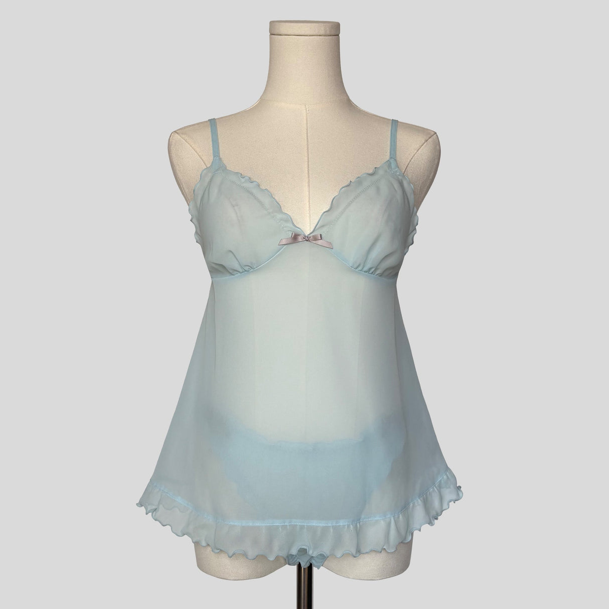 Sheer ruffled cami and matching panties set