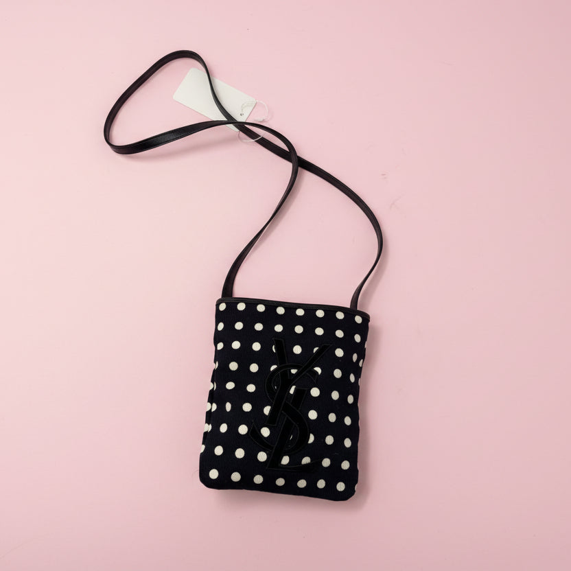 YSL Black and White Polka Dot Crossbody Bag
