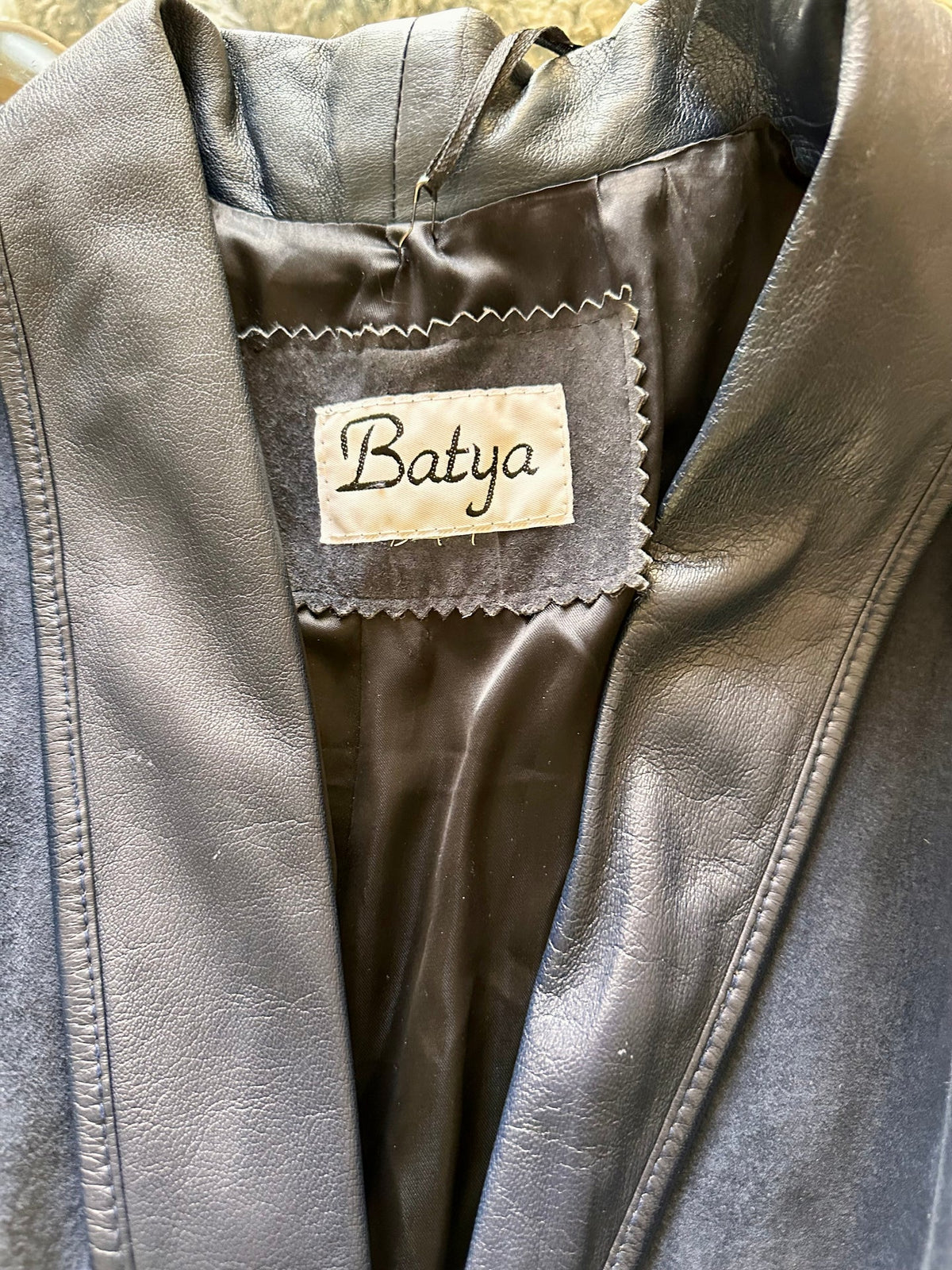 1980 Batya Navy Suede Long Vest Trench