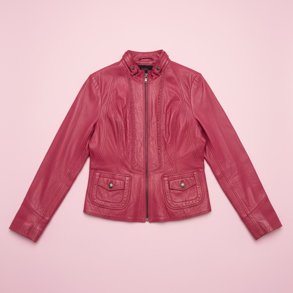 Vintage Hot Pink Leather Moto Jacket