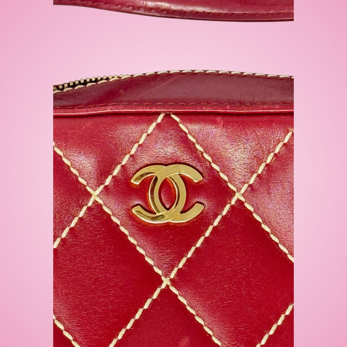 Chanel Burgundy Top Handle Bowler Bag (comes with duster)