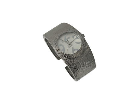 Silver Cuff Watch with White Watch Face