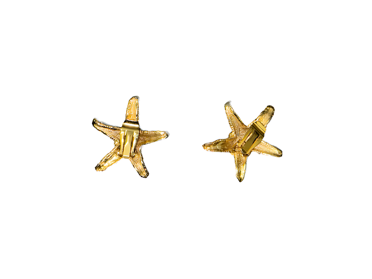 Gold Starfish and Pearl Clip On Earrings