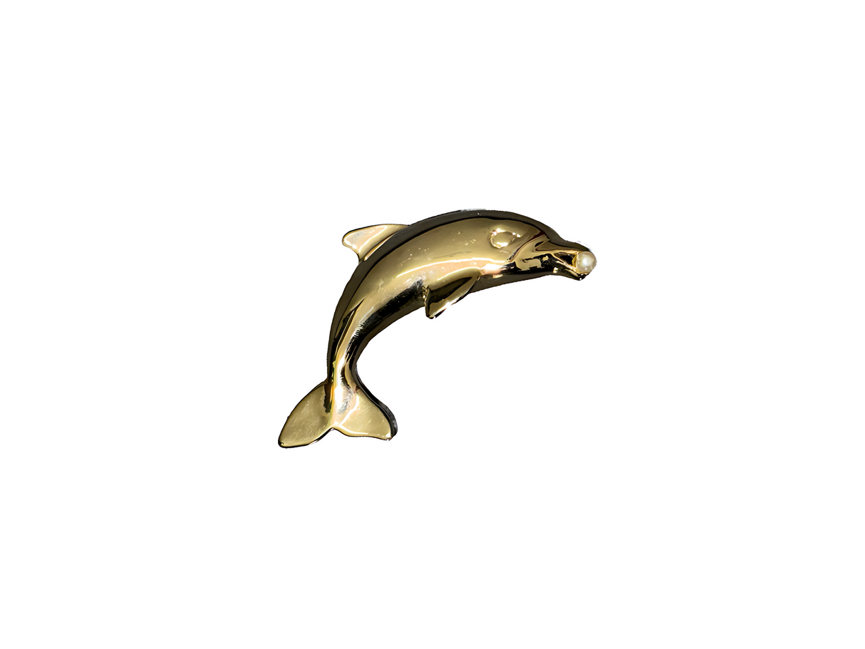 Gold Dolphin Pin with Faux Pearl