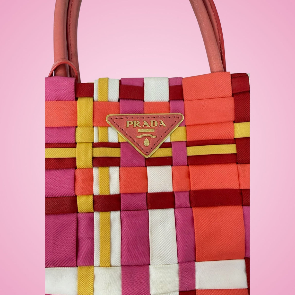 Prada Woven Tessuto Colorful Tote (comes with duster)