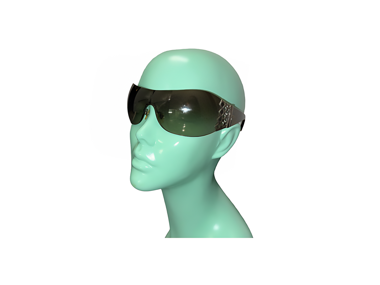 VERSACE Brown Shield Sunglasses with Silver Detail
