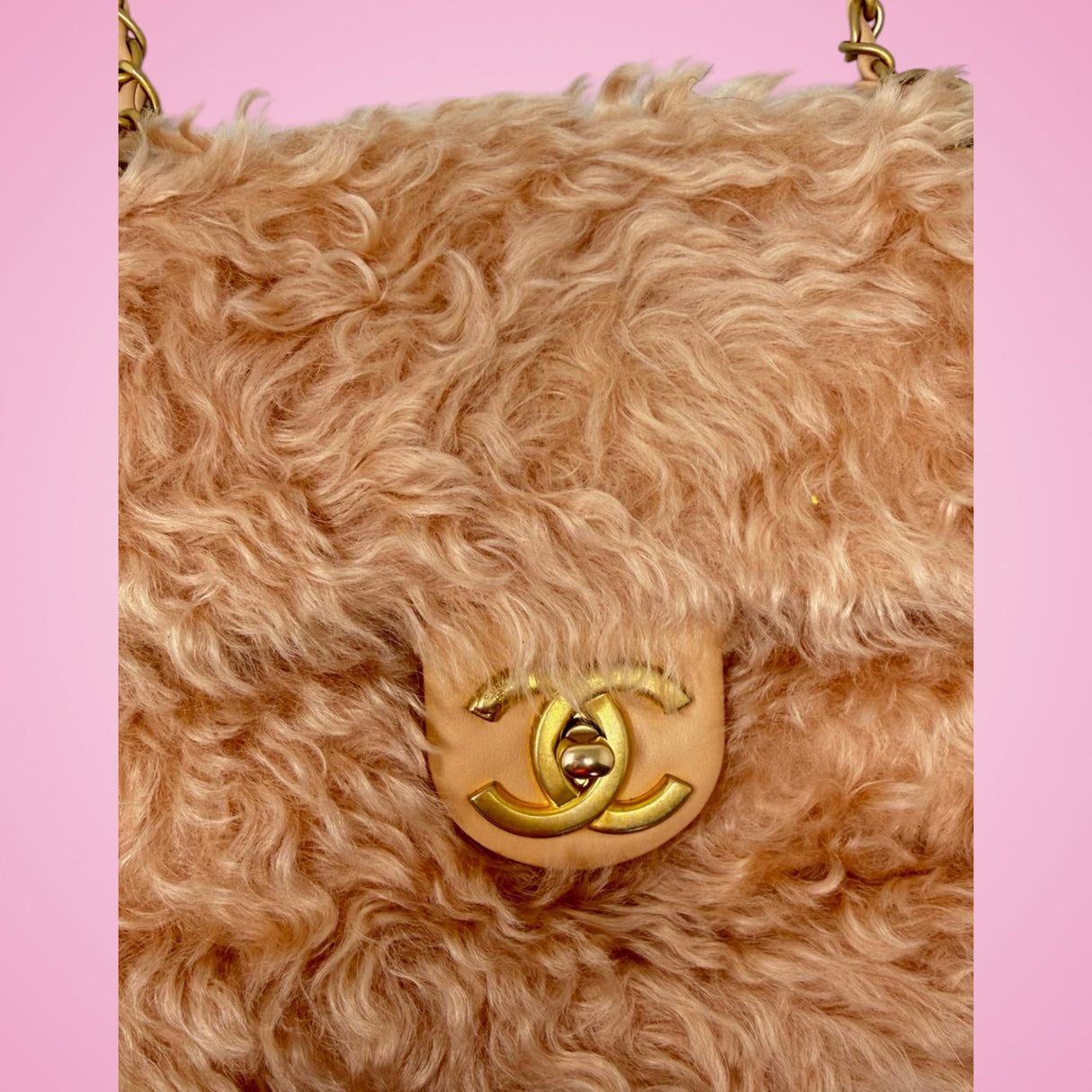 Chanel Light Pink Fuzzy Flap Shoulder Bag