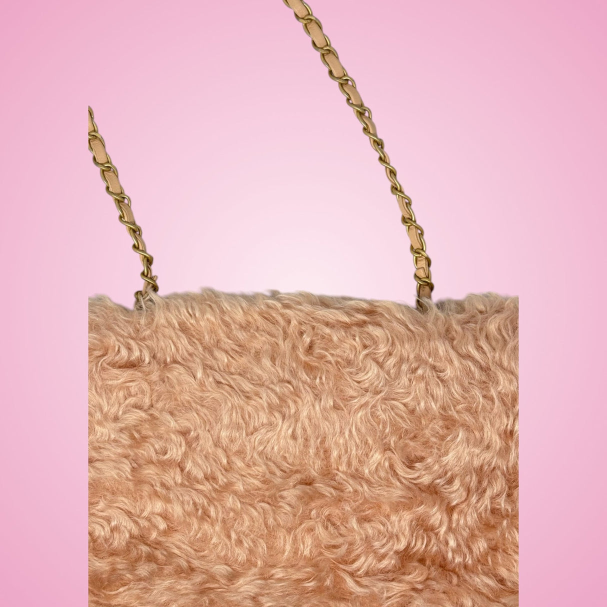 Chanel Light Pink Fuzzy Flap Shoulder Bag
