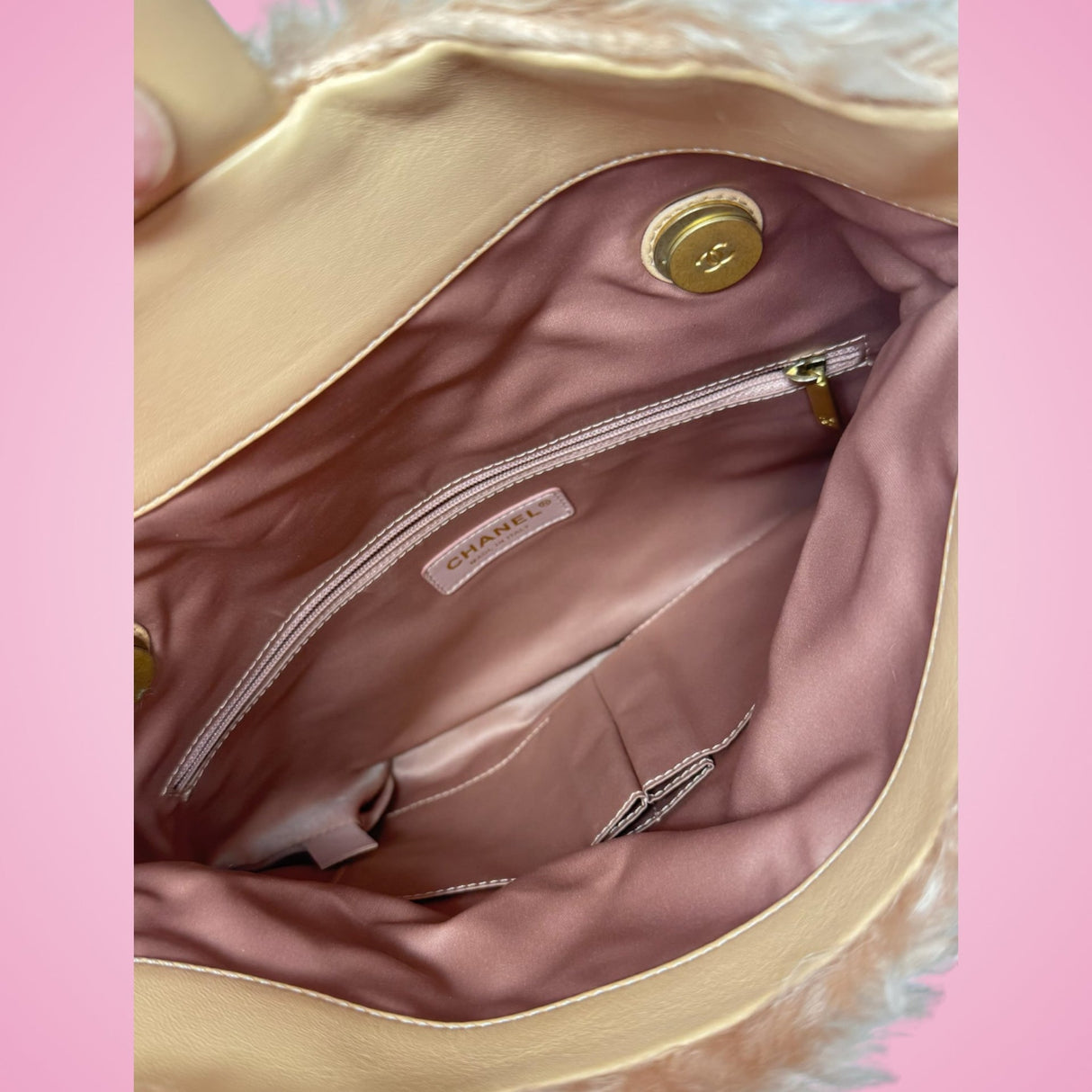 Chanel Light Pink Fuzzy Flap Shoulder Bag