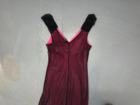 Black and Pink Mesh Floral Babydoll Dress