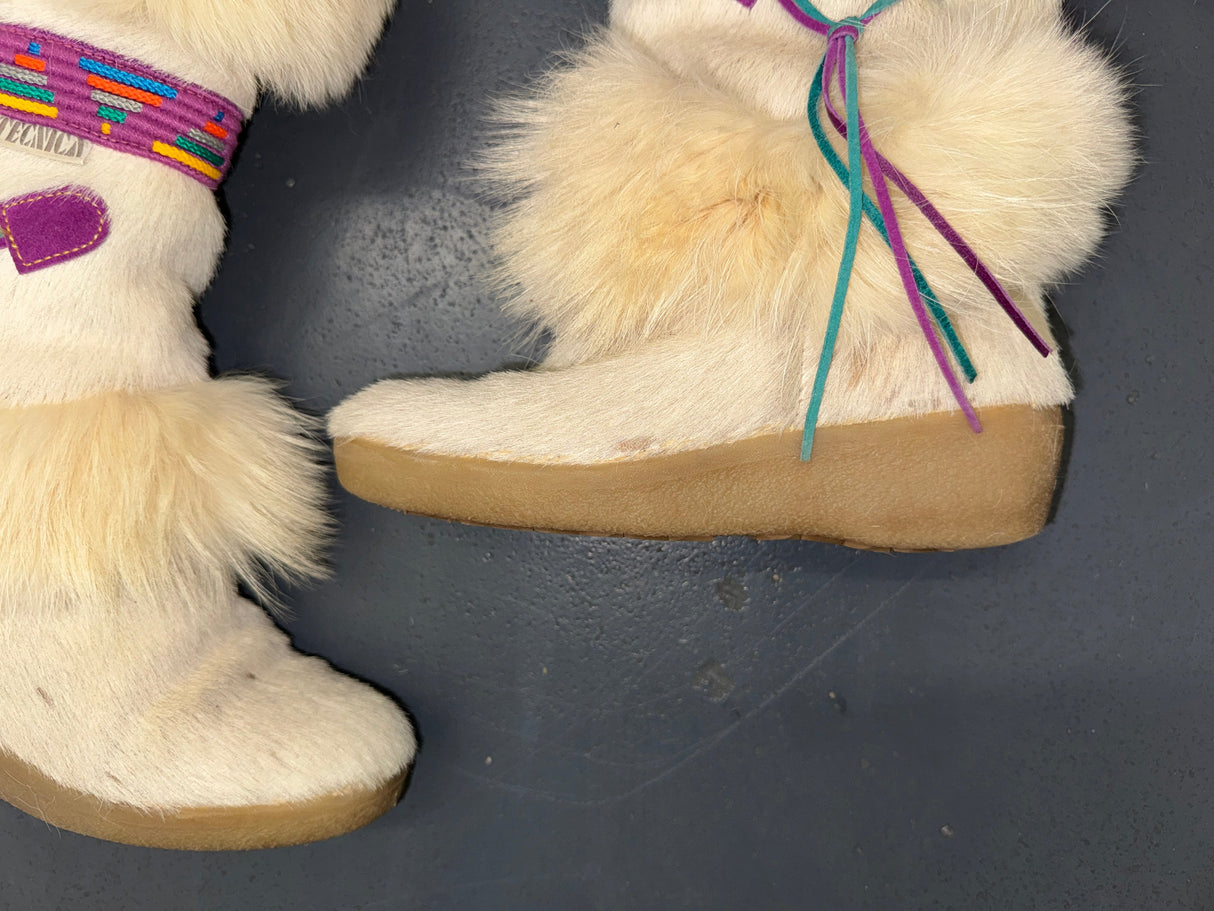 Off-White Fur Tall Winter Snow Boots US 6