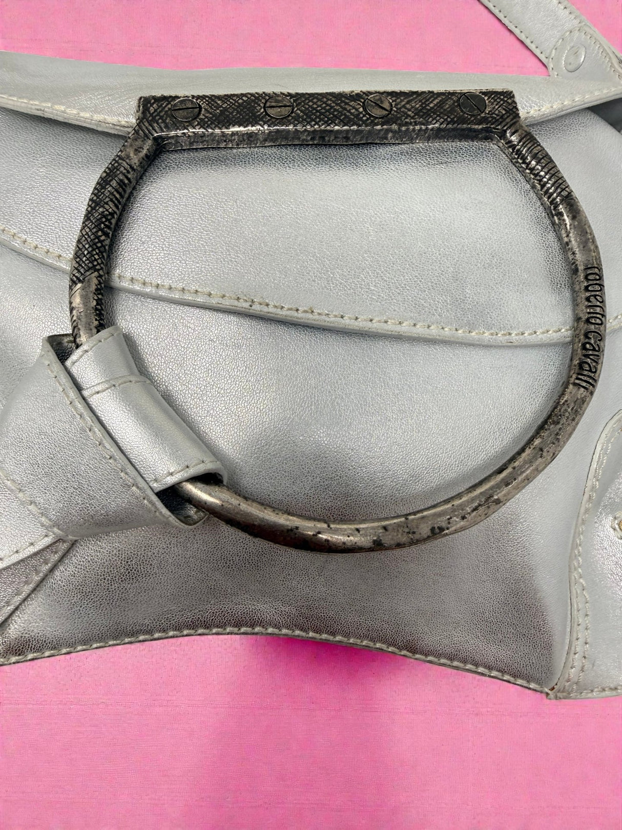Roberto Cavalli Silver Shoulder Bag