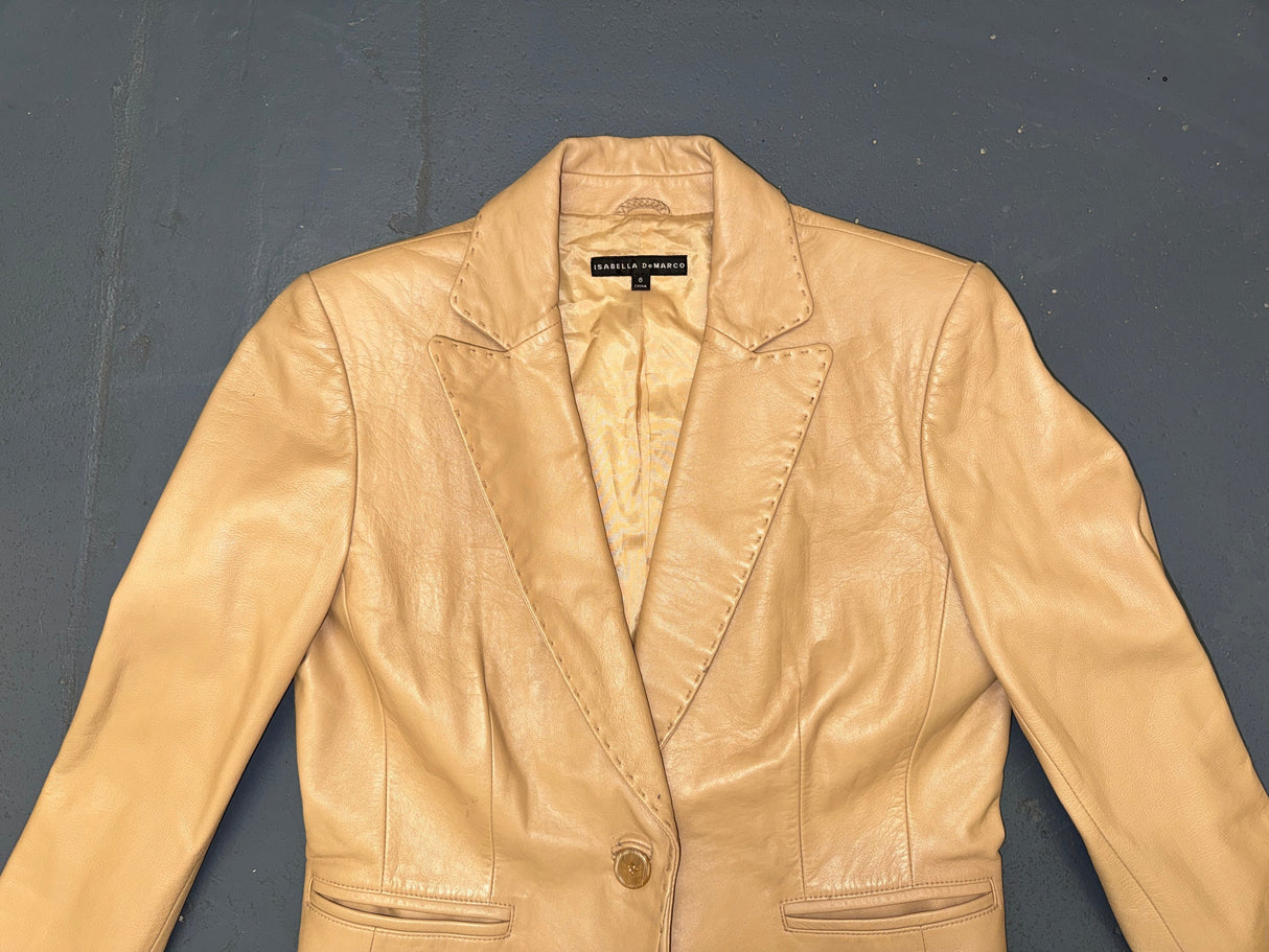 ISABELLA DEMARCO Light Brown Leather Blazer
