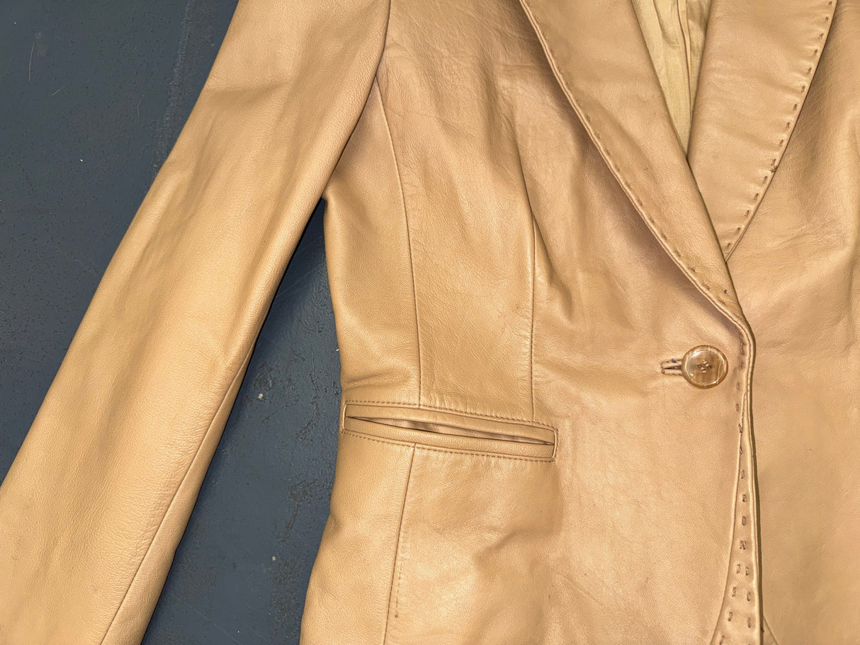 ISABELLA DEMARCO Light Brown Leather Blazer