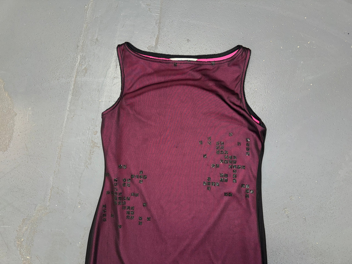 Purple Mesh Mini Shift Dress