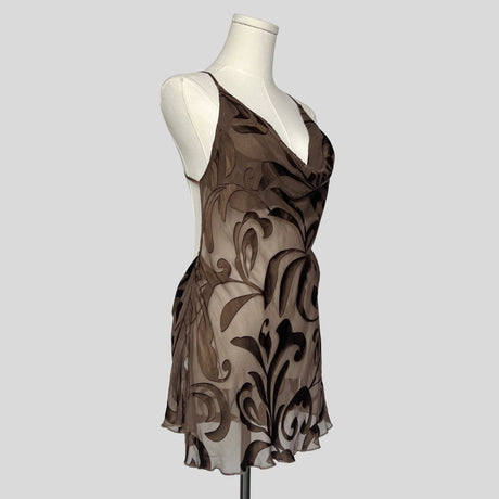 Tropical sheer backless burnout dress