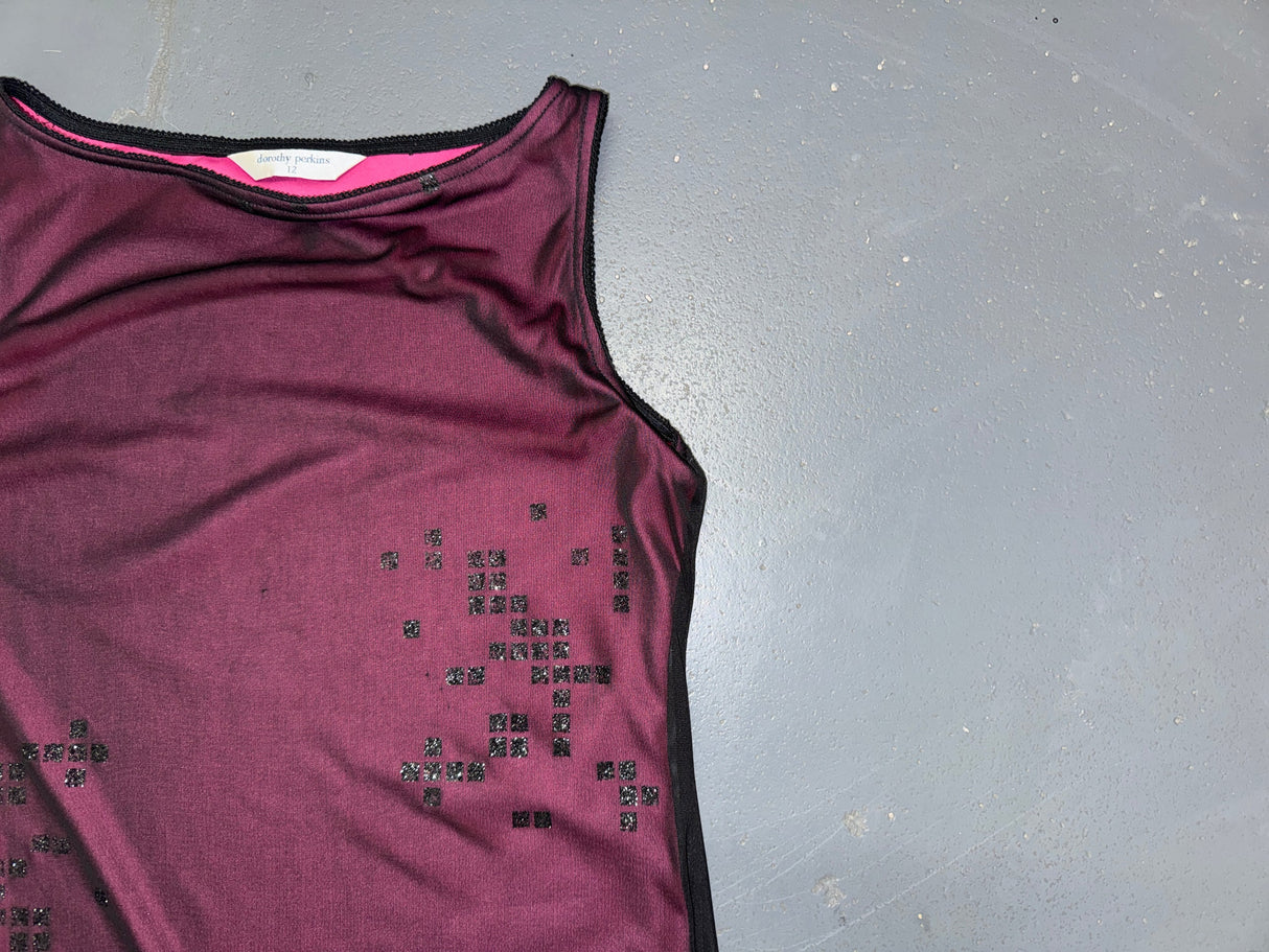 Purple Mesh Mini Shift Dress