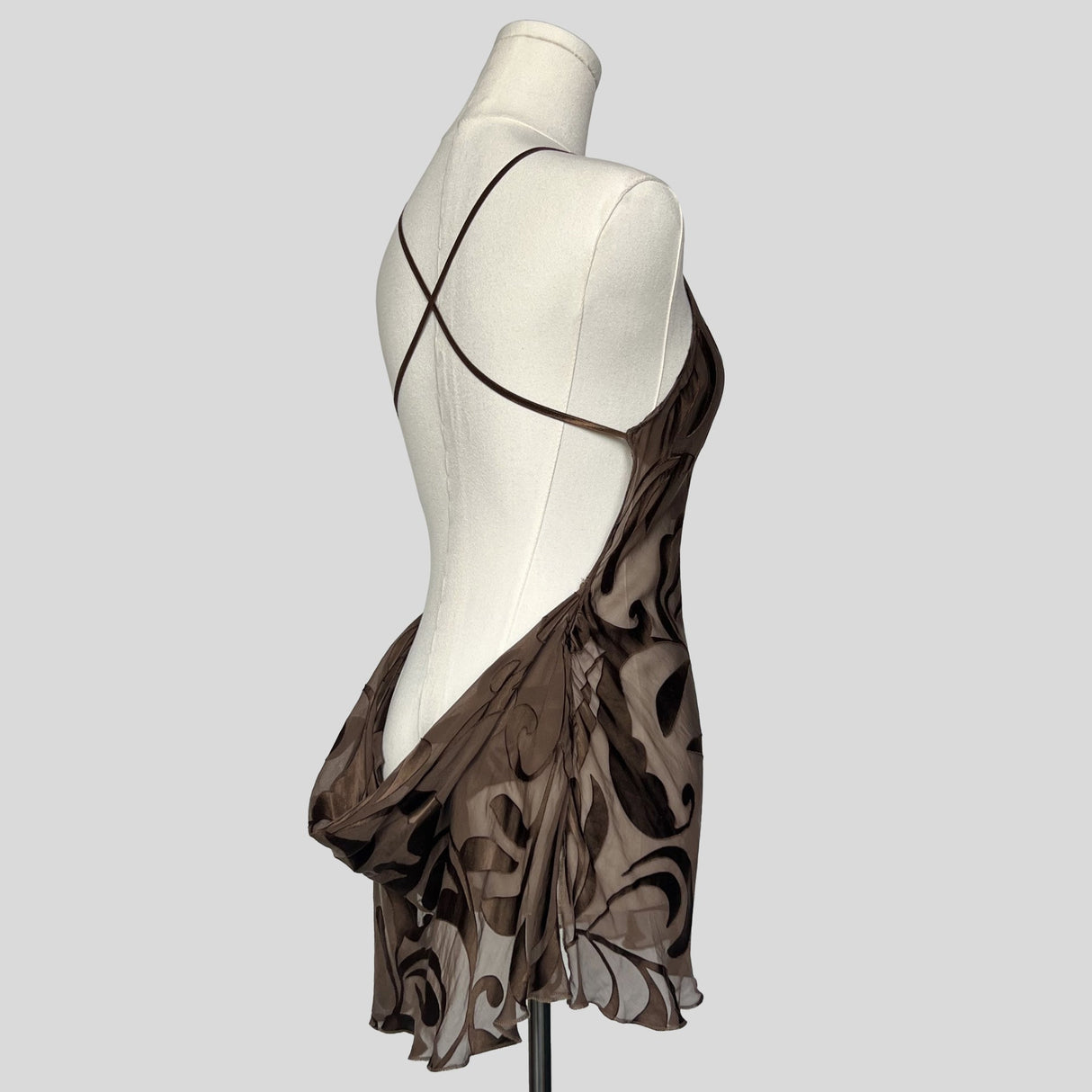 Tropical sheer backless burnout dress
