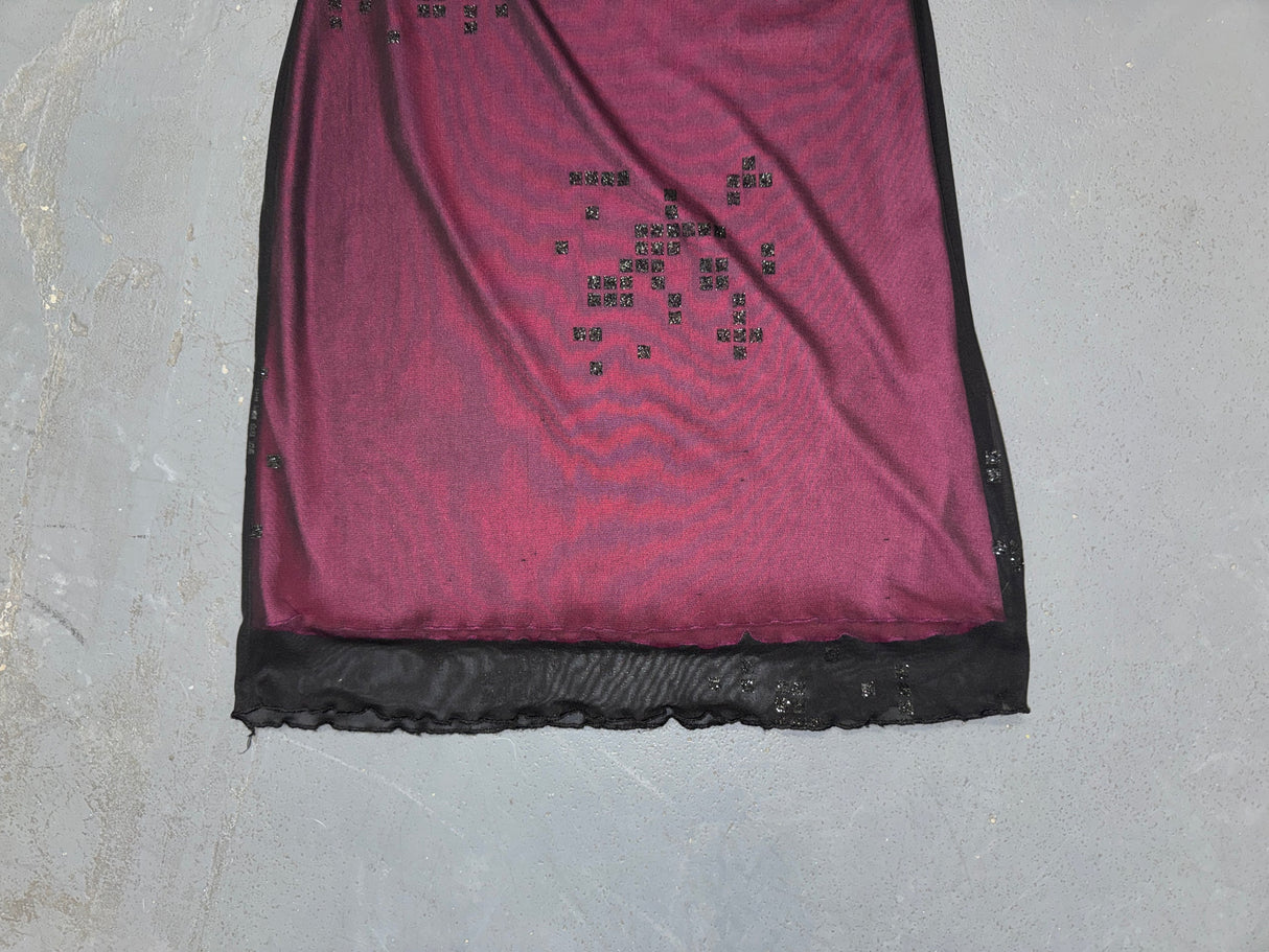 Purple Mesh Mini Shift Dress