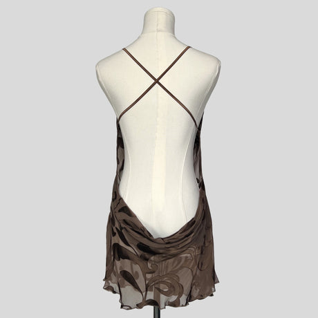 Tropical sheer backless burnout dress