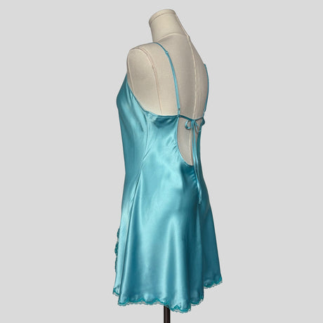 Fairy lace trim slip dress in aqua