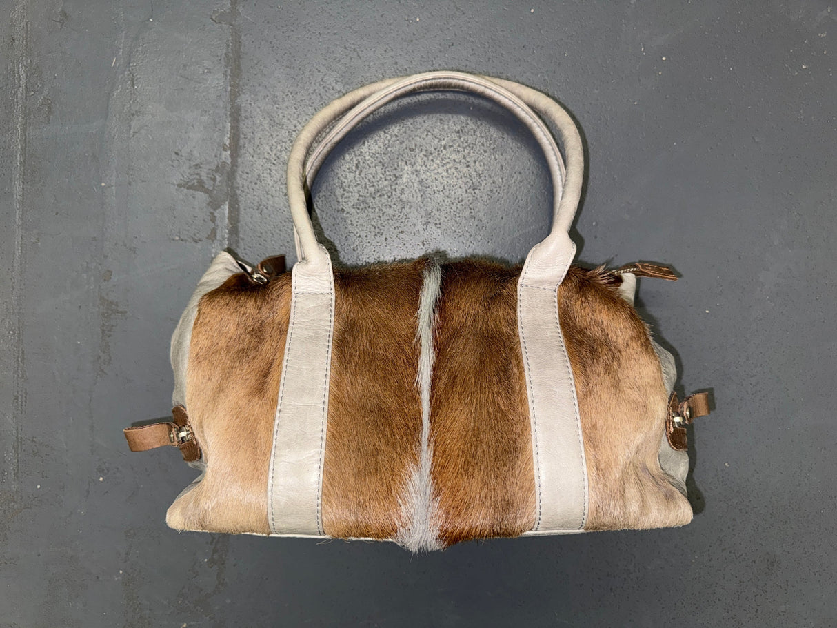 Springbok Fur and Grey Leather Shoulder Bag