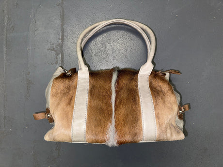 Springbok Fur and Grey Leather Shoulder Bag
