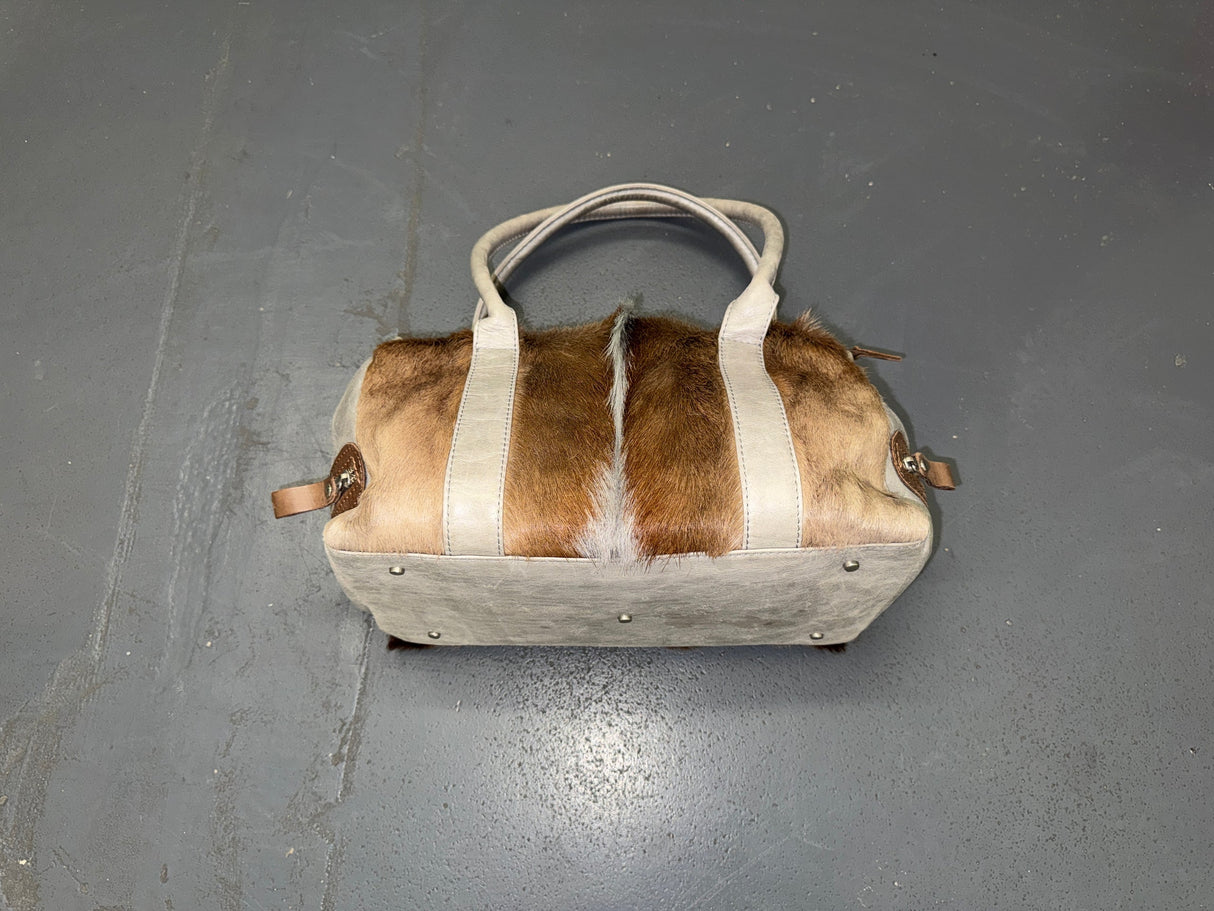 Springbok Fur and Grey Leather Shoulder Bag
