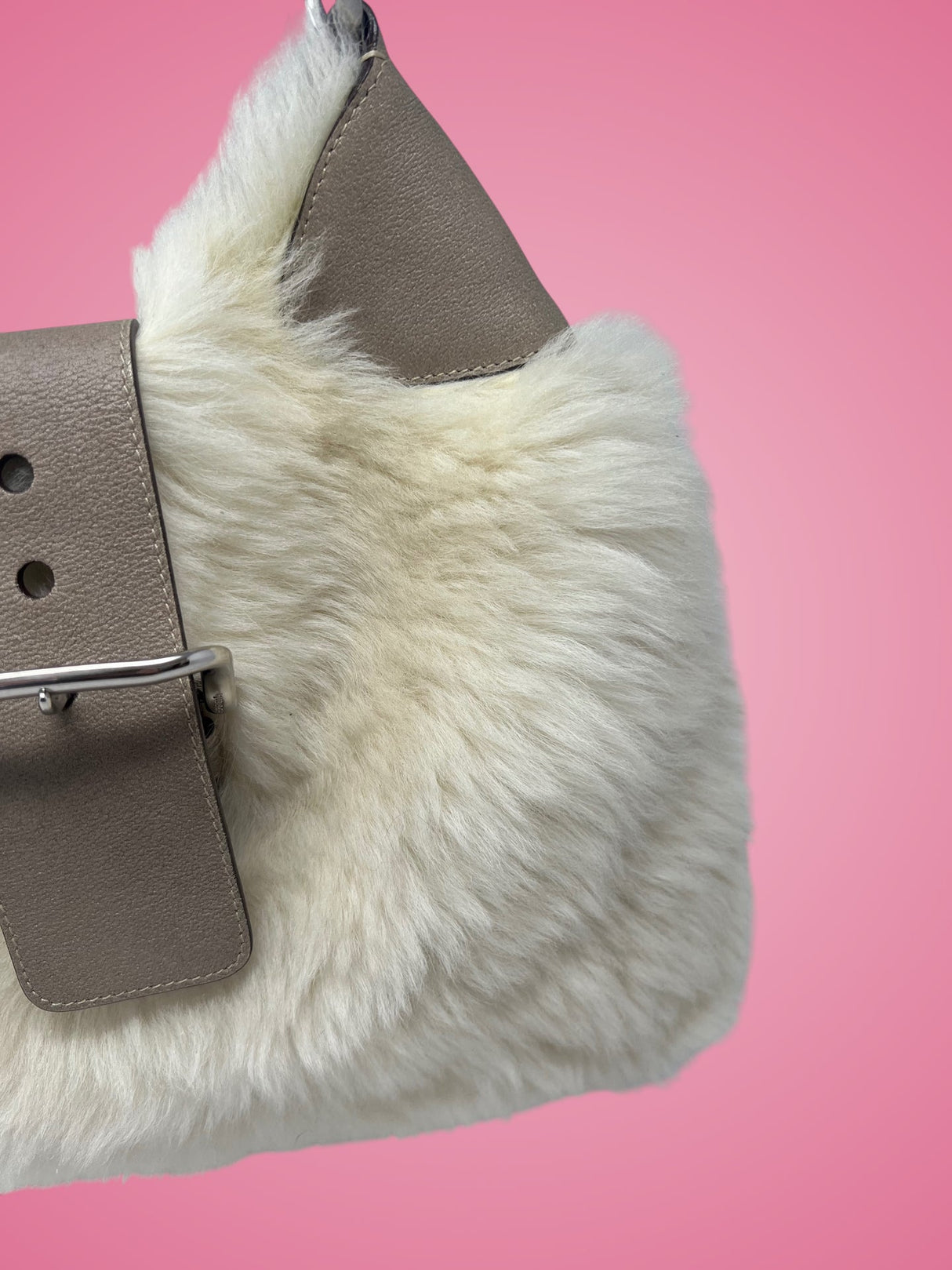 Prada White Fur Shoulder Bag