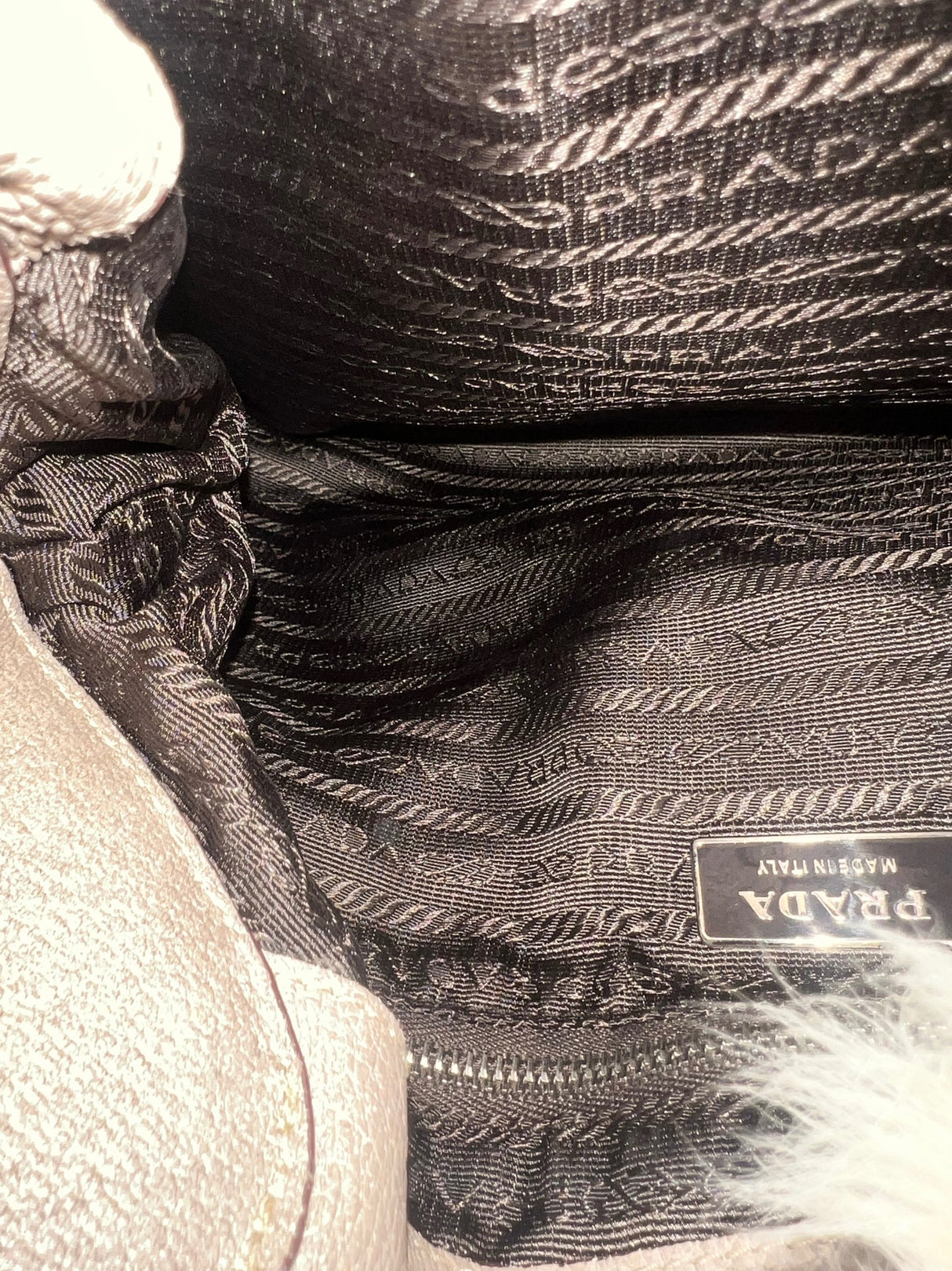 Prada White Fur Shoulder Bag