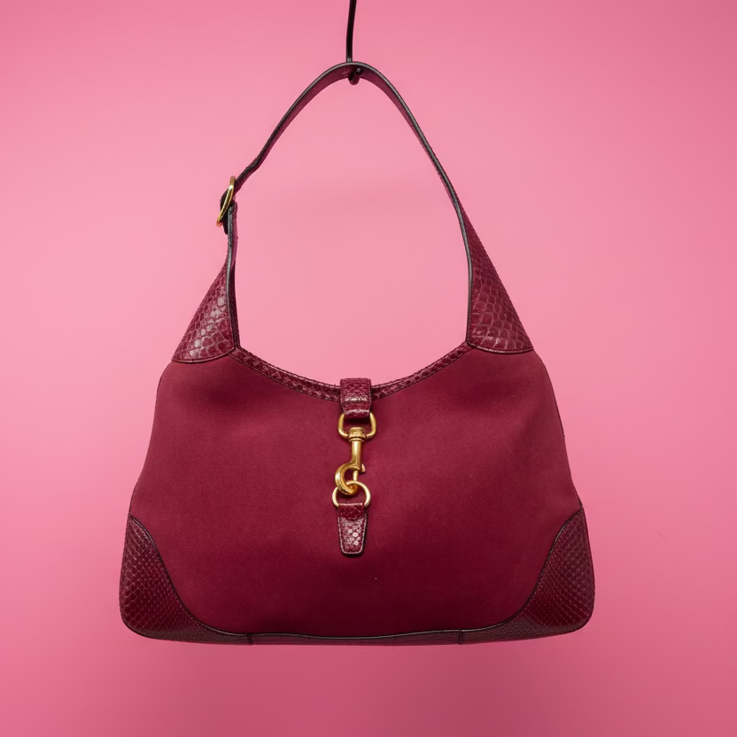 Gucci Jackie Red Suede Shoulder Bag