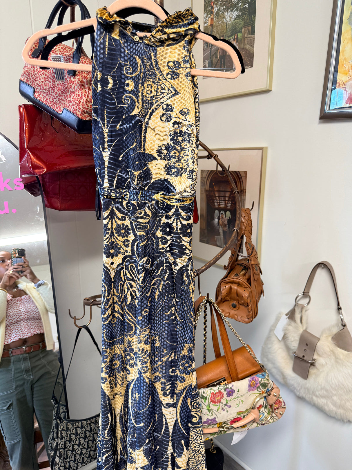 Roberto Cavalli Blue Swirl Sleeveless Dress