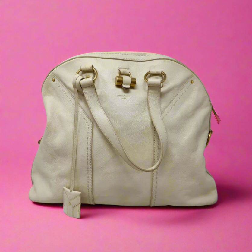 YSL Cream Large Muse Bag