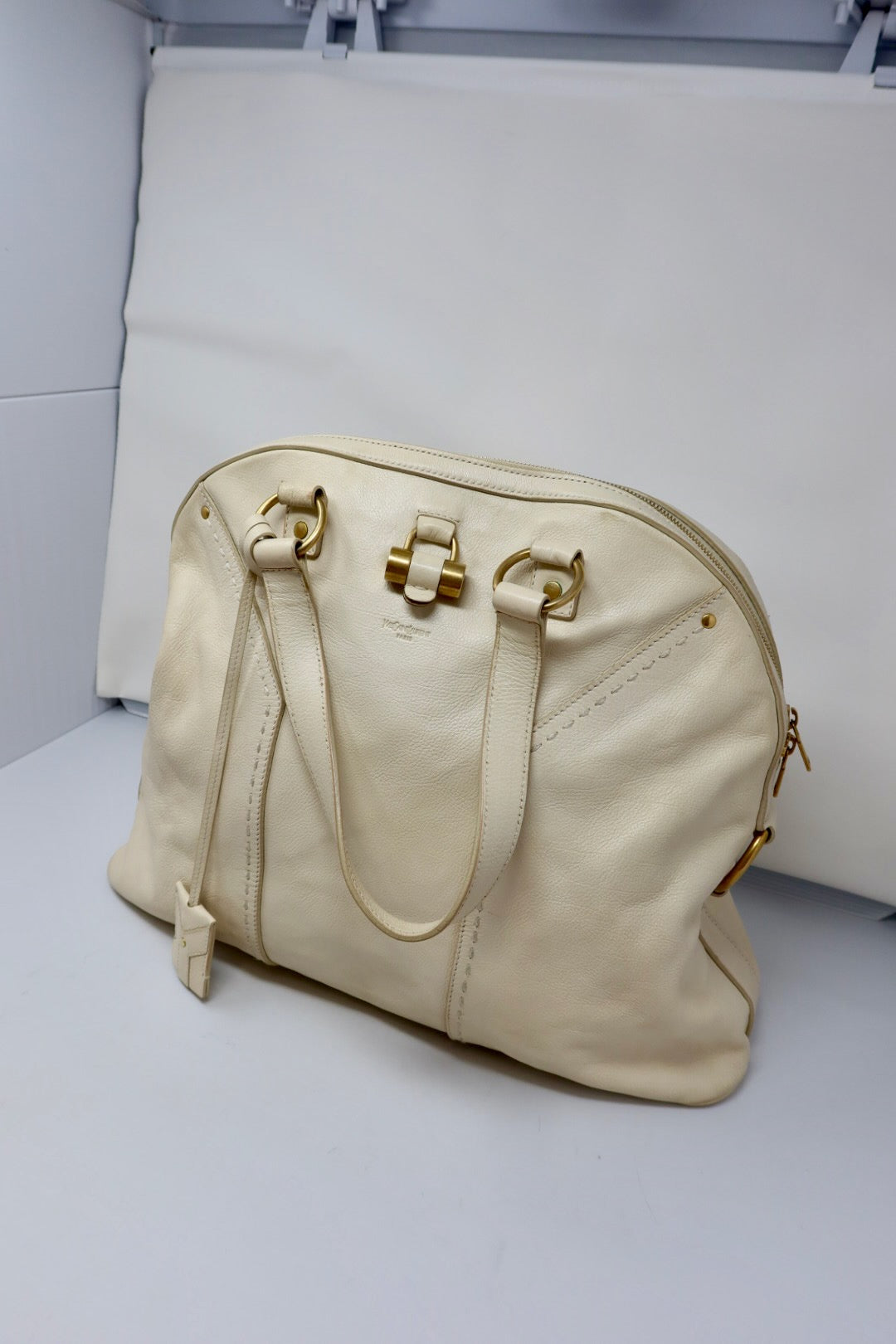 YSL Cream Large Muse Bag