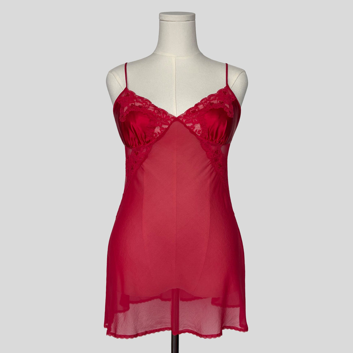 Milkmaid lace trim slip dress in black and red