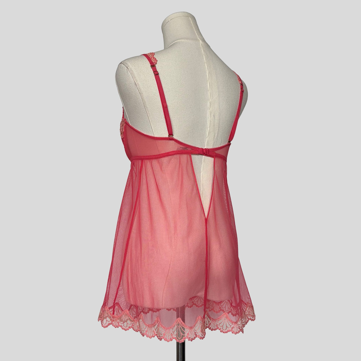 Scalloped lace trim split front babydoll