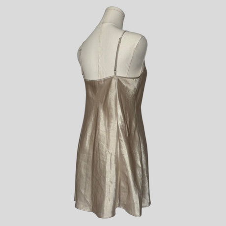 Crinkle textured slip dress in nude