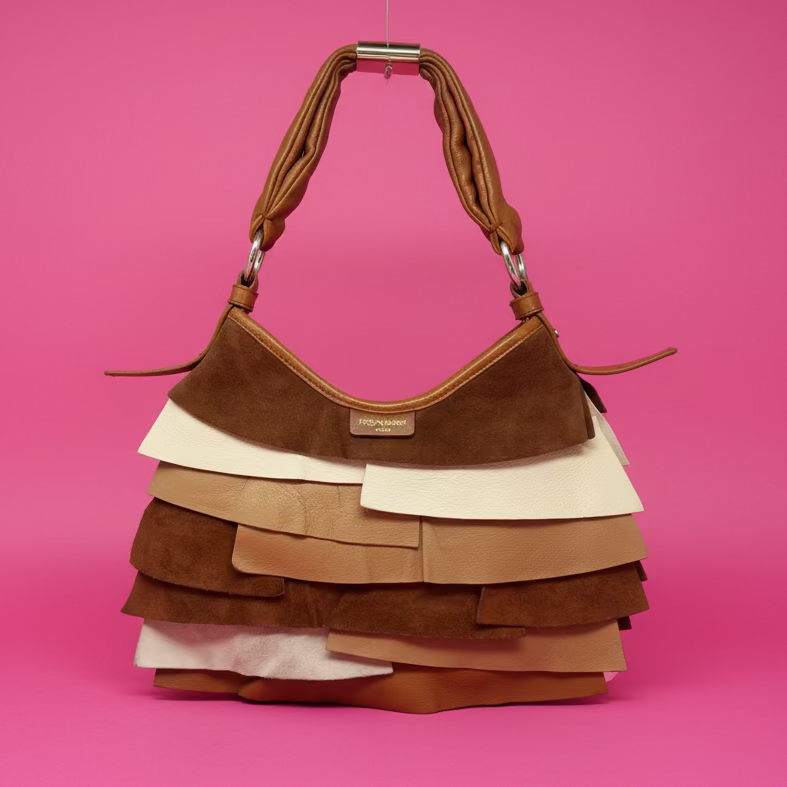 YSL Saint Tropez Brown Suede & Leather Bag
